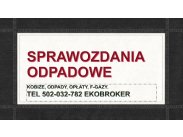 Wykaz odpadów, cena tel. 502-032-782. Sprawozdanie BDO, ...