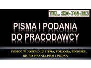 Napisanie pisma do pracodawcy, tel. 504-746-203, cena, do...